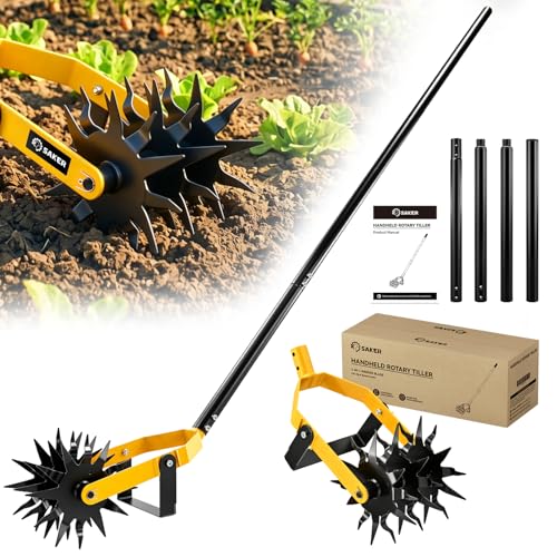 2-in-1 Rotary Cultivator with Long Handle