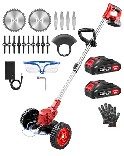 24V Cordless Weed Wacker, 3-in-1 with Wheels