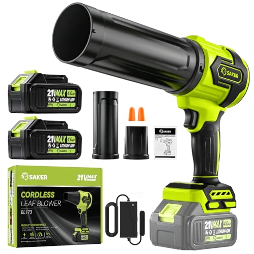 Cordless Leaf Blower, Two Nozzles and Two Batteries