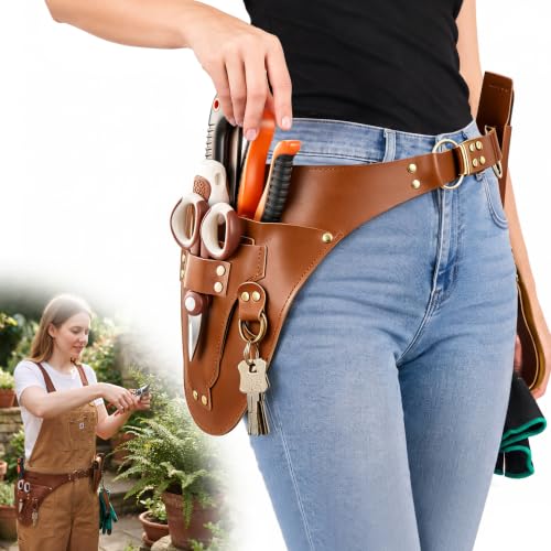 Leather Garden Tool Belt, Three Pockets