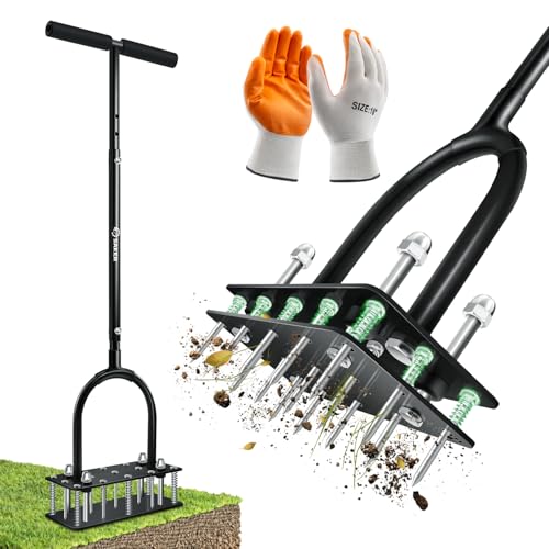 Manual Lawn Aerator with 15 Spikes, Black