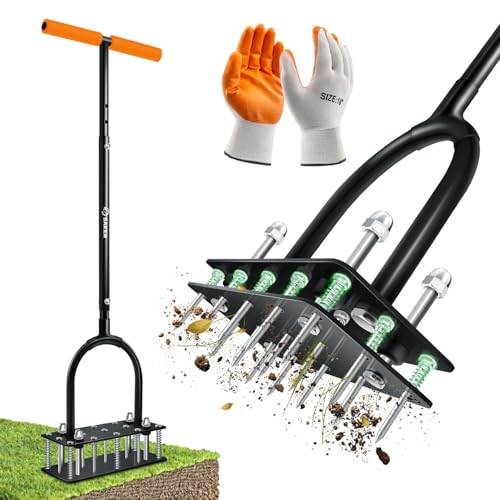Manual Lawn Aerator with 15 Spikes, Orange