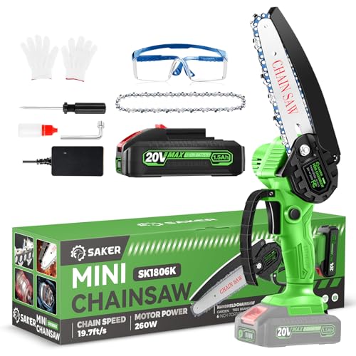 Mini Chainsaw 6-Inch Cordless, Green