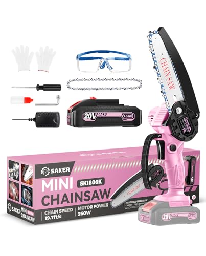 Mini Chainsaw 6-Inch Cordless, Pink