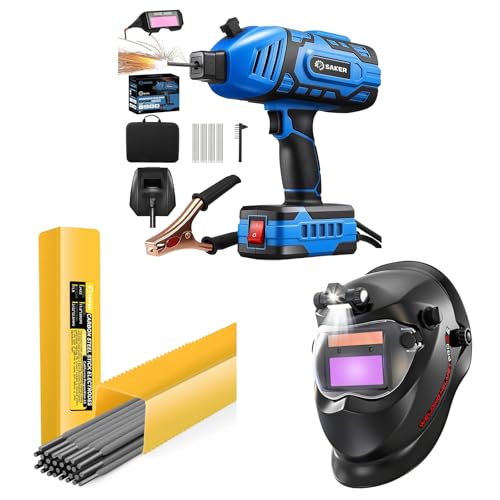 Portable Welder Blue, Helmet and Rods