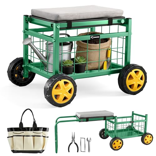 Rolling Garden Cart with Seat, Luxury Version